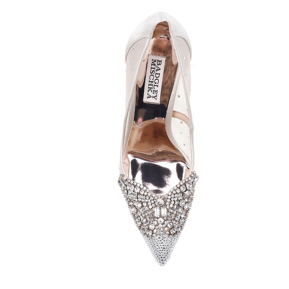 NEW BADGLEY MISCHKA Quintana Crystal Jewels Embellished Pointed Toe Pump HeelS - Picture 11 of 15